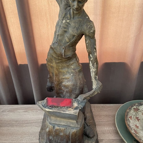 Old ceramic figurine with artist signature, possibly German