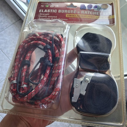 Elastic bungee cord and ratchet strap tie-down set new