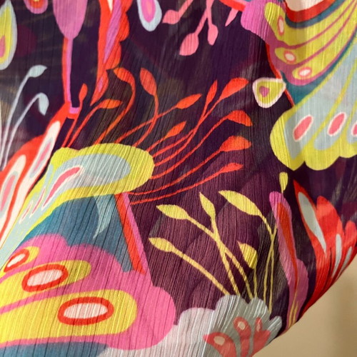 Caftan with transparency and sequins in V neckline like new, multicolor