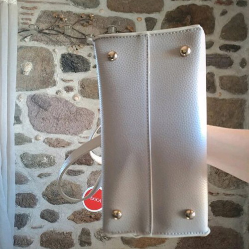 Doca women's handbag new, beige with extra pouch and strap