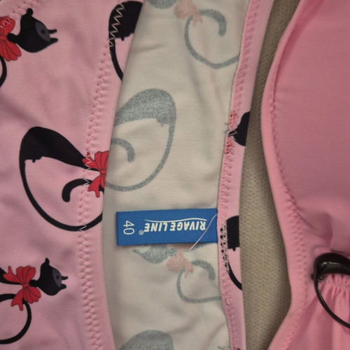Swimsuit set new with cat print, size M, pink and black