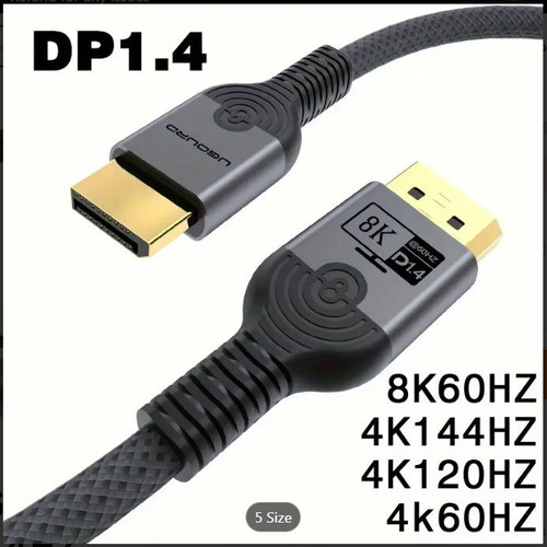 8K DP1.4 Cable for PC and Tablet, new, 1.5m length