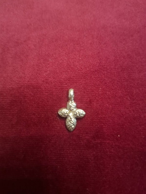 Women's cross pendant with floral embossed design, vintage style