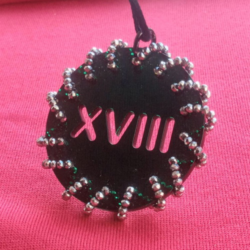 Unisex vintage Space Age plexiglass pendant number 18 like new
