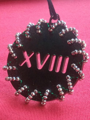 Unisex vintage Space Age plexiglass pendant number 18 like new