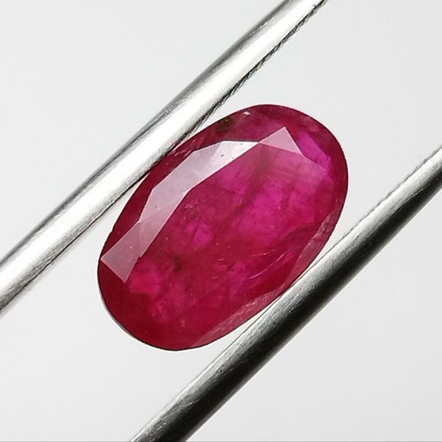 Natural unheated ruby 2.08 carat vivid red oval