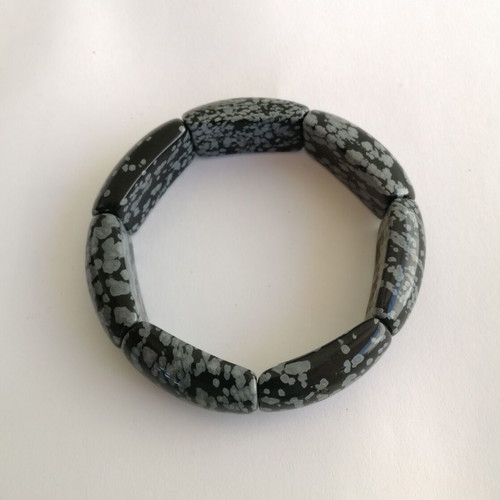 Bracelet with black snow flake obsidian stone, new
