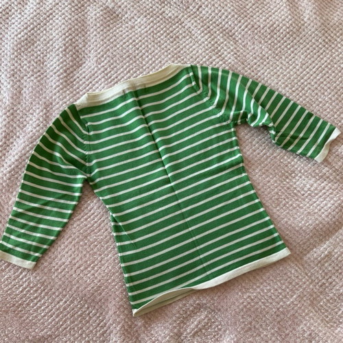 Striped Zara blouse with 3/4 sleeve like new, white-green
