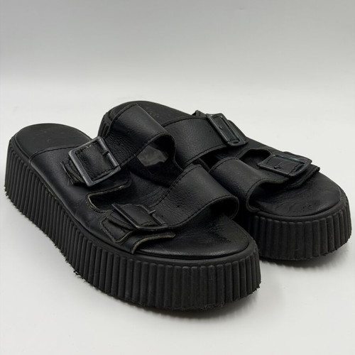 Tamaris leather platform sandals size 40 used, black
