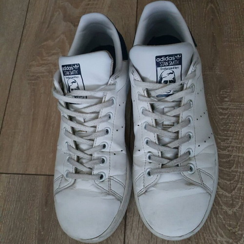 Adidas Stan Smith women's shoes used, size 38, white and blue
