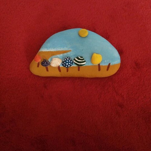 Decorative beach stone hand-painted