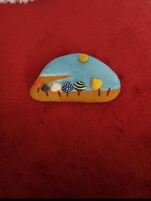Decorative beach stone hand-painted