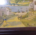 Old wooden frame with glass used, Greek village theme