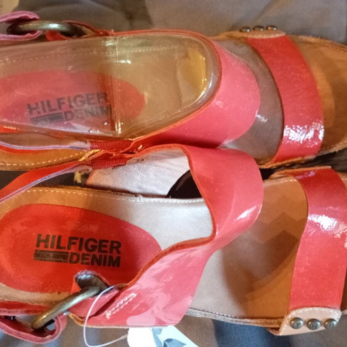 Hilfiger Denim Red Wedge Sandals Size 39 Like New