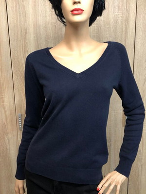 Zara knitted blouse with V-neck, used, size M, blue