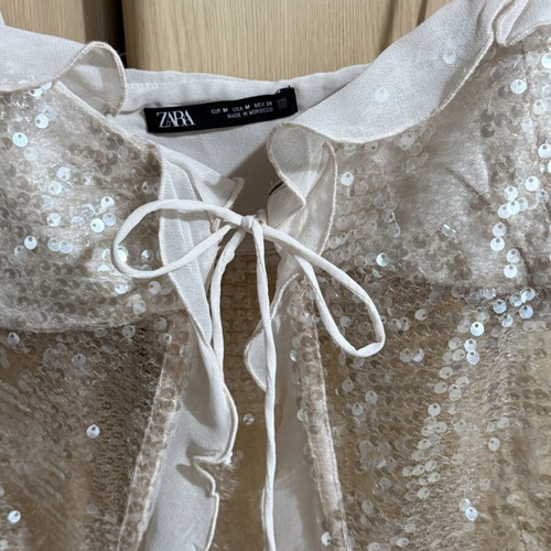 Zara sequin top like new, pink, size M