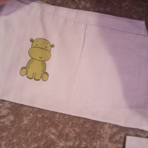 Baby crib sheet set like new with pillowcase and colorful hippos