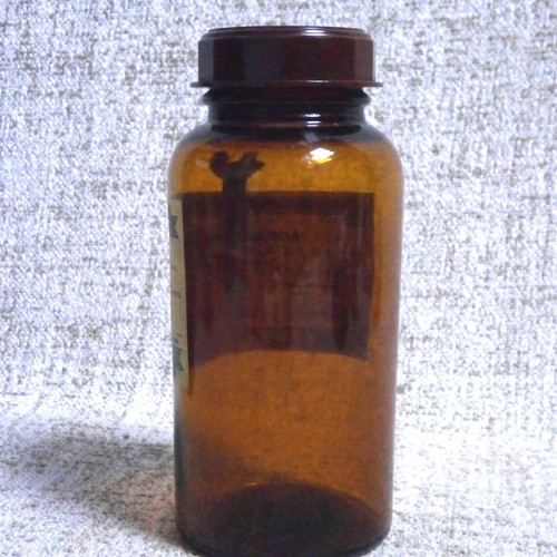 Pharmacy bottle used vintage German Ammonium Bromatum