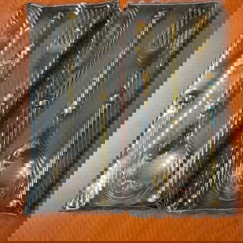 Σετ 2 μαχαιροπίρουνα επαργυρωμένα σαν καινούργια, μήκος 18εκ.