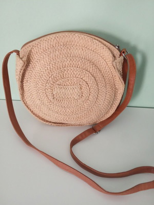 Straw shoulder bag used, beige and yellow