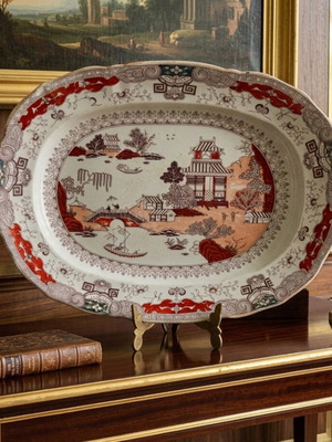 Μεγάλη πιατέλα Mason’s Patent Ironstone China μεταχειρισμένη, 1815-1840
