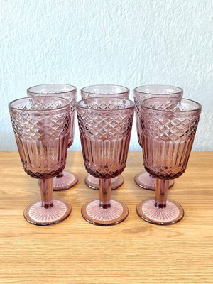 Vintage Pink Wine Glasses Set of 6 300ml Elegant Design