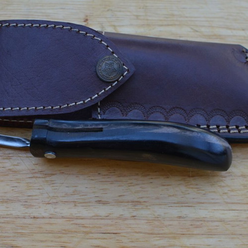 Folding knife stainless steel handmade buffalo horn handle new
