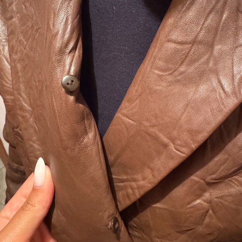 Rebecca Blu leather coat with detachable collar like new, brown, size M