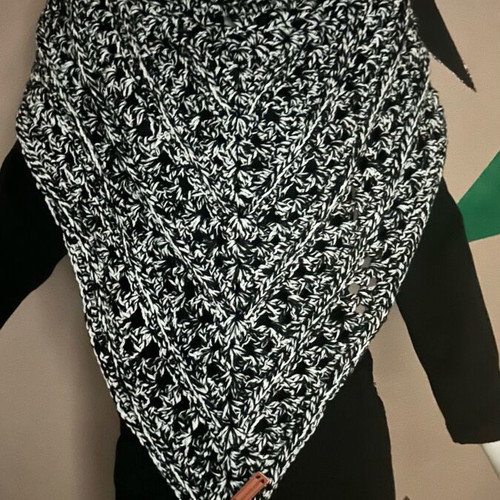 Handmade knitted scarf with hood made to order, black and white
