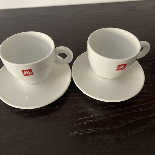 Illy cup and saucer set unused, 2 sets