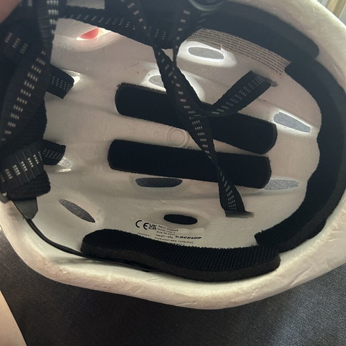 Dunlop Kids Bicycle Helmet Like New, White with Pink Flowers, Size 48-52 cm