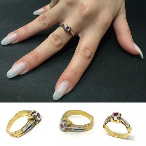 18k ring with ruby and brilliant diamonds new