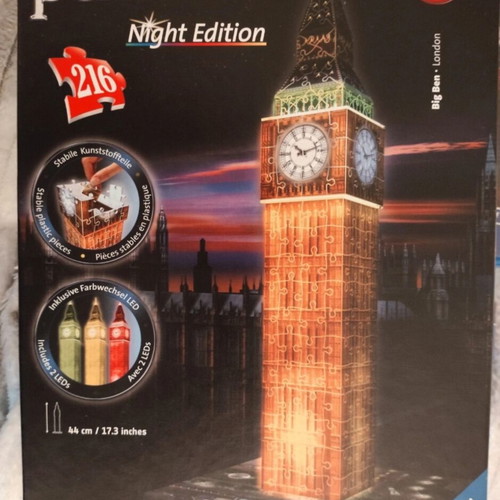 Ravensburger 3D puzzle Big Ben Night Edition, missing top