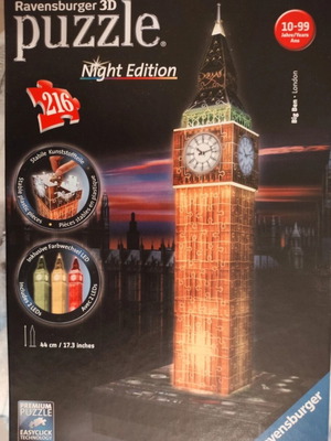 Ravensburger 3D puzzle Big Ben Night Edition, missing top