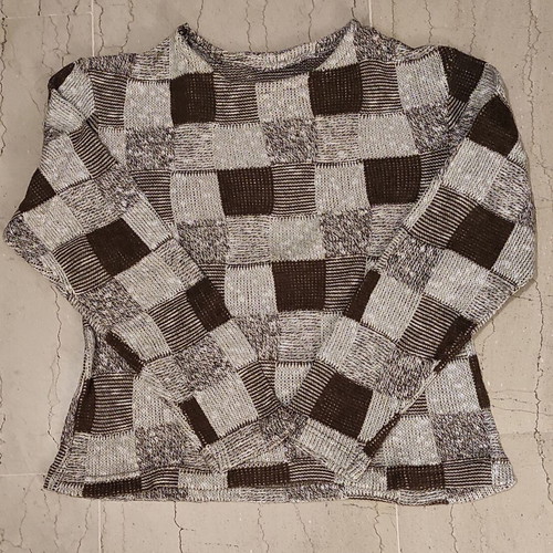 Checked pullover used, size Small, beige-brown