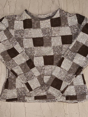 Checked pullover used, size Small, beige-brown