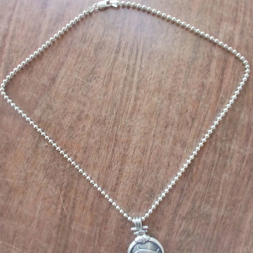 Vintage silver pendant with chain, double-sided, dolphins, 50cm chain