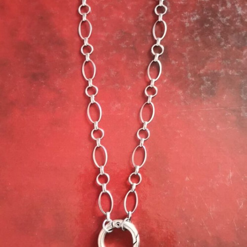 Steel necklace used, red and silver