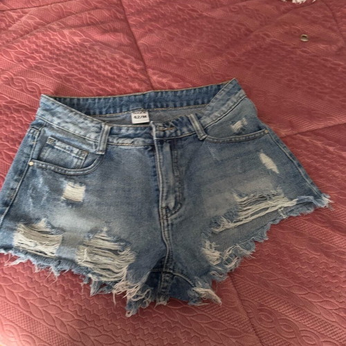 Denim shorts used with rips, size S, blue