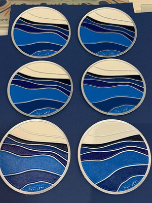 Pelagos collectible coasters set of 6 with Kostas Paniaras signature, new