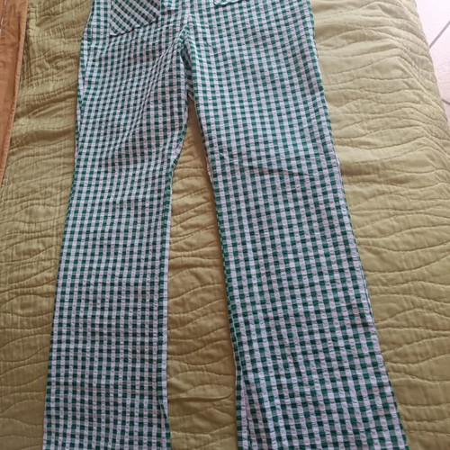 Mango green and white gingham pants like new, size S