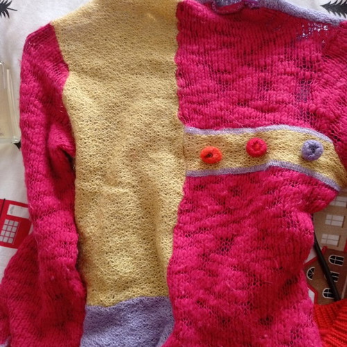 Women's wool and mohair jumper used, size S, multicolored