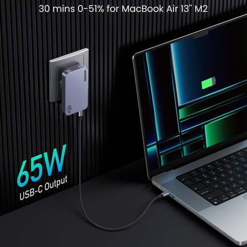 Ugreen Nexode Pro 65W GaN USB C charger new, 3-port fast charging