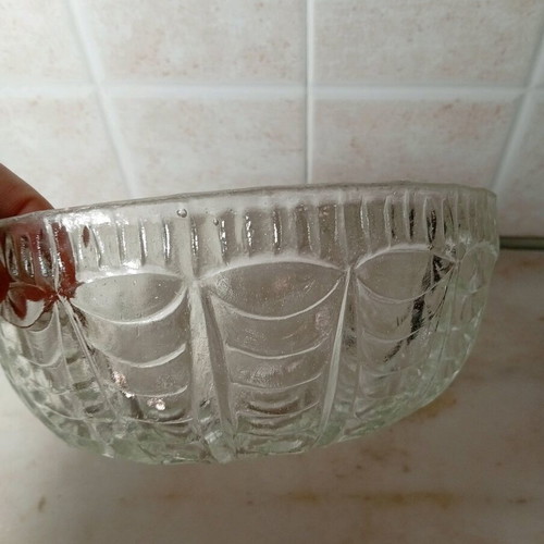 Crystal bowl used with carved embossed design