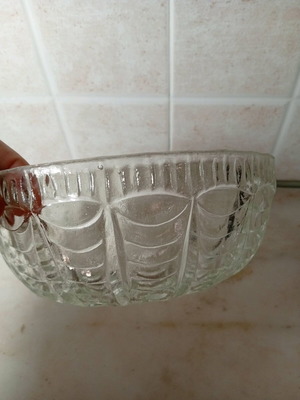 Crystal bowl used with carved embossed design
