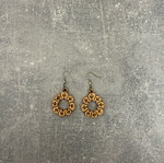 Wooden flower earrings used, boho style brown