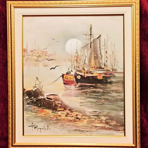Authentic Fofi Mouratidou painting (Karavaki) oil on canvas like new