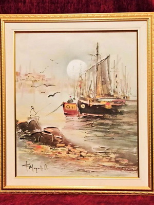 Authentic Fofi Mouratidou painting (Karavaki) oil on canvas like new