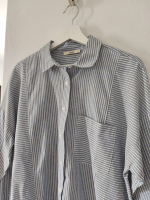 Collins Light Blue Linen-Blend Striped Shirt M Size Like New