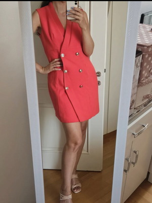 Morgan de Toi sleeveless blazer dress, coral red, size 40 M-L